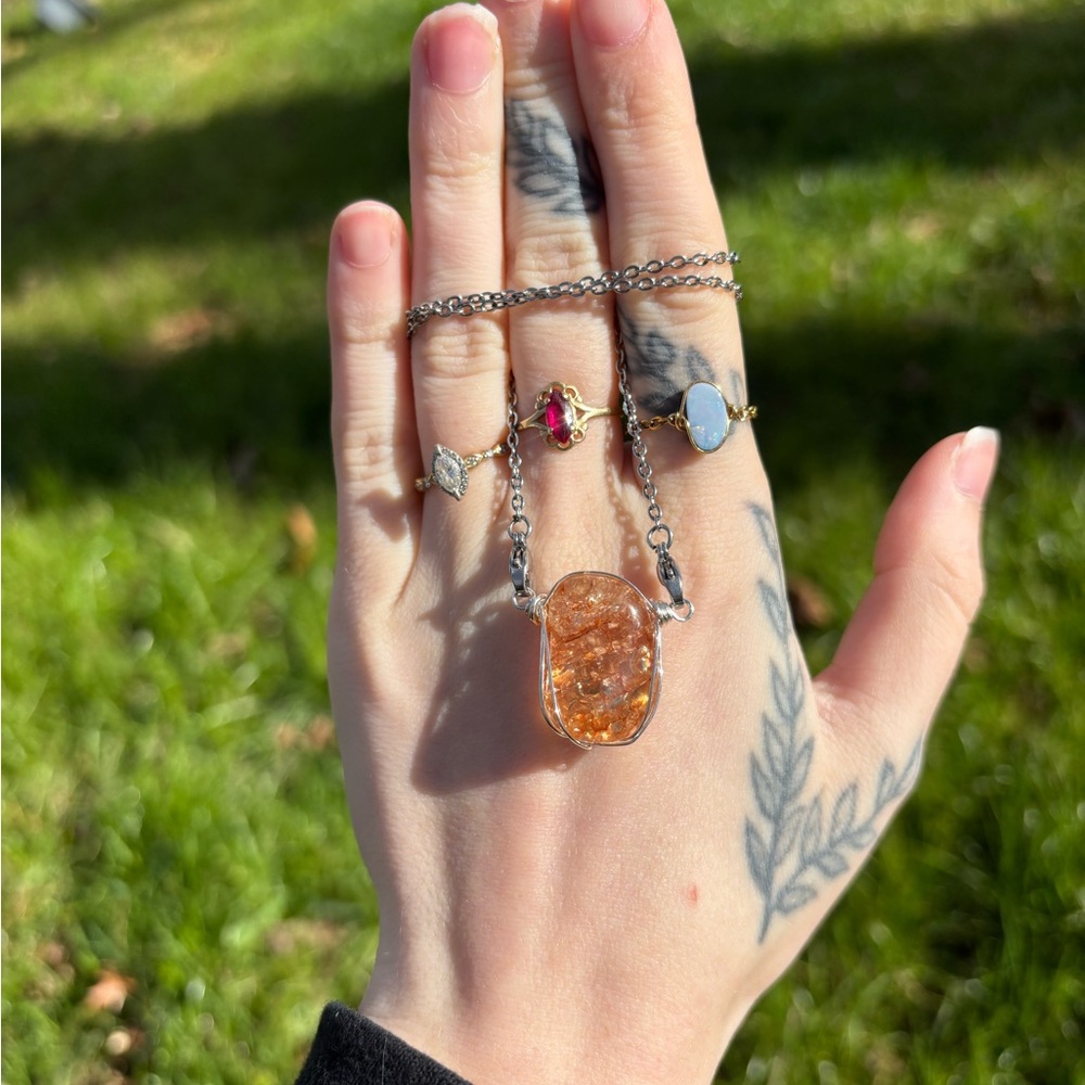 Orange Crackle Quartz Interchangeable Necklace - image 2